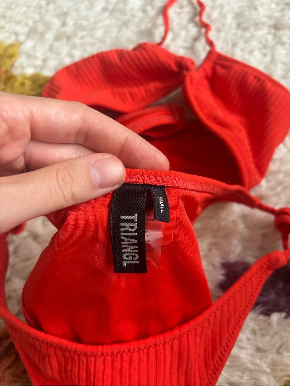 Triangl Red Ribbed Tie-Side Bikini Set - Women Swim